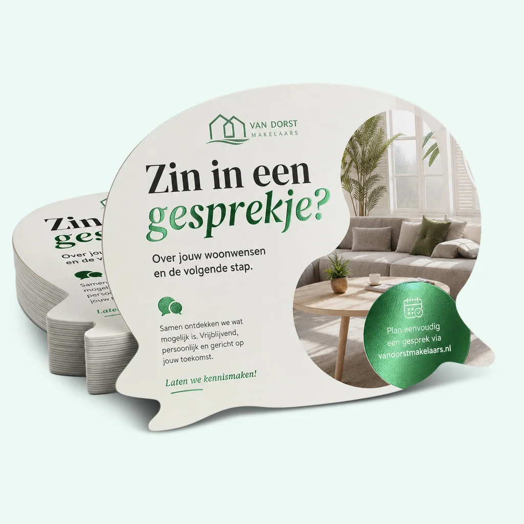 Gestanste flyers met foliedruk - dwcprint-production